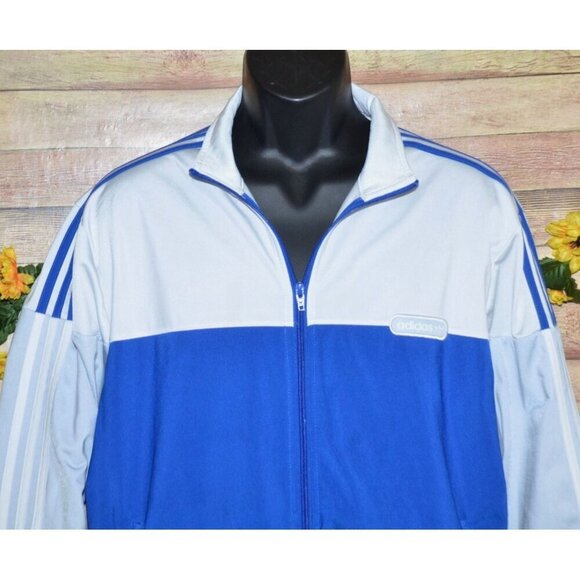 Adidas Blue & White Split Firebird Jacket Men's Large L Color Block Classic - Picture 2 of 11